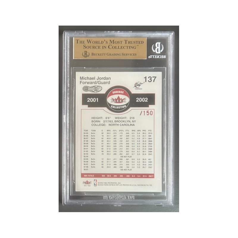 Michael Jordan 2001-02 FLEER SHOEBOX FOOTPRINTS /150 BGS 9.5