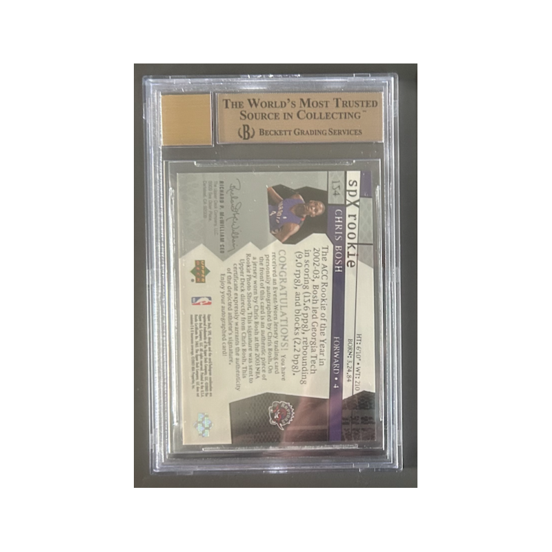 CHRIS BOSH 2003-04 SPX ROOKIE JERSEY AUTO 52/750 BGS 9.5