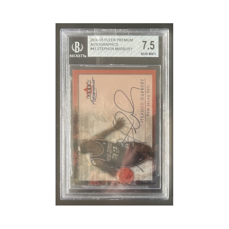 STEPHON MARBURY 2000-01 FLEER PREMIUM AUTOGRAPH BGS 7.5