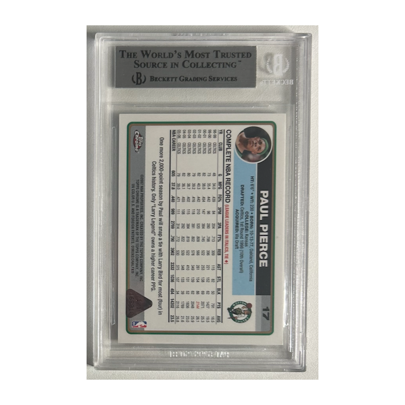 PAUL PIERCE 2006-07 TOPPS CHROME PRESS PLATES YELLOW 1/1
