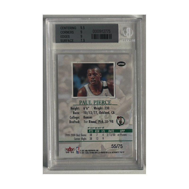 PAUL PIERCE 2000-01 FLEER AUTHORITY PROMINENCE 55/75 BGS 8.5