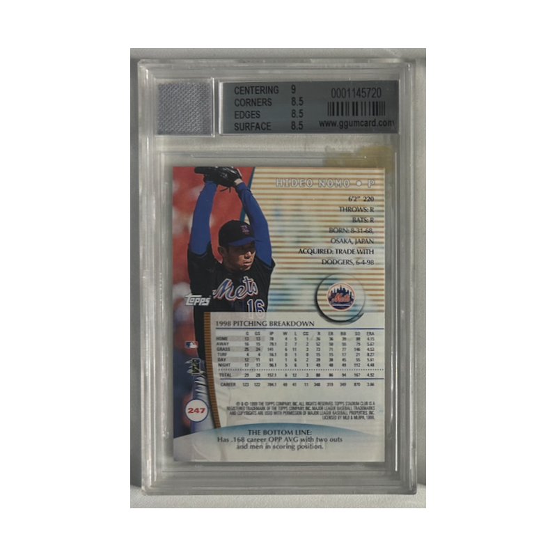 HIDEO NOMO 1999 TOPPS STADIUM CLUB GU JERSEY BGS 8.5