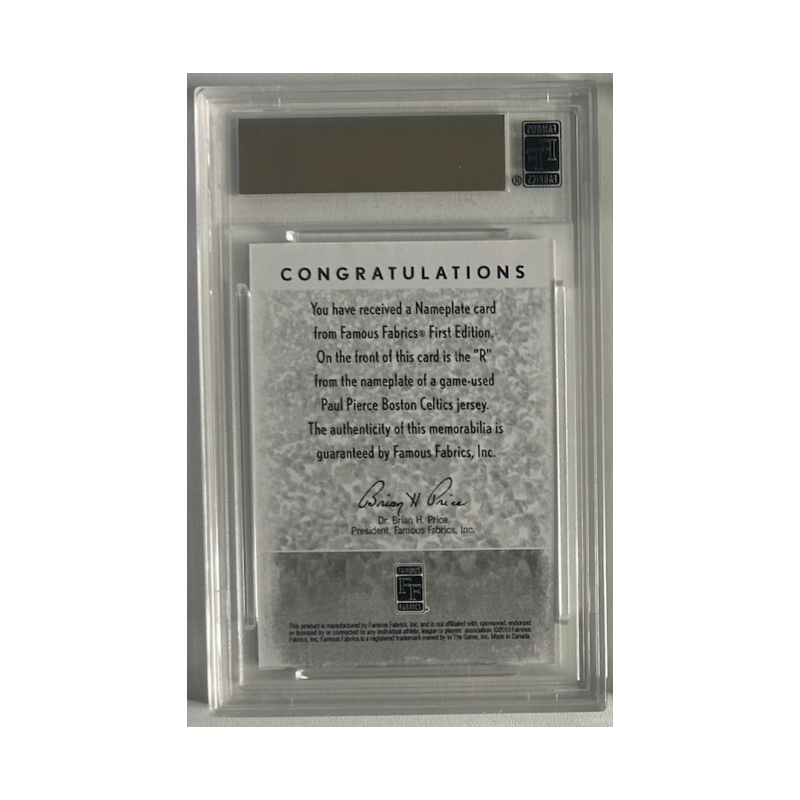 PAUL PIERCE 2010 FAMOUS FABRICS NAMEPLATES "R" 3697/4000