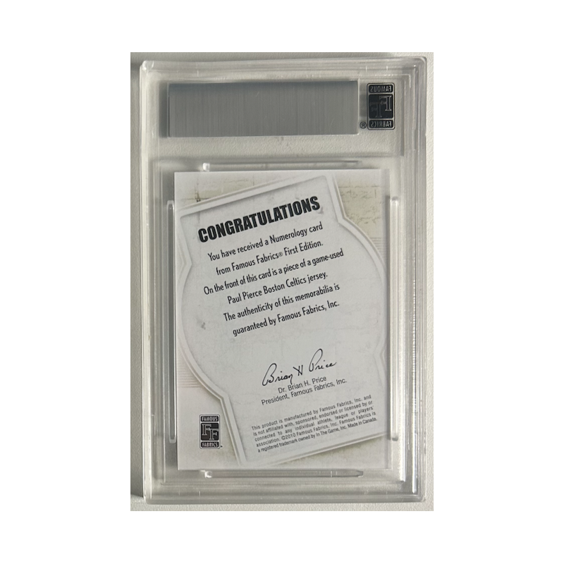 PAUL PIERCE 2010 FAMOUS FABRICS NUMEROLOGY JERSEY /4000