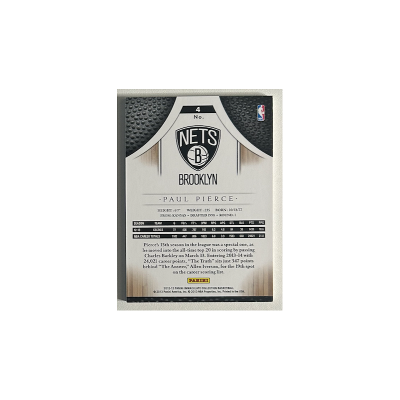 Paul Pierce 2012-13 Immaculate Collection Gold 15/25