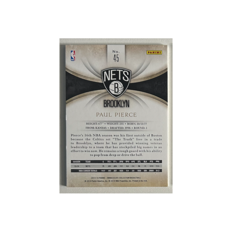 Paul Pierce 2013-14 Panini Immaculate Collection Gold /10