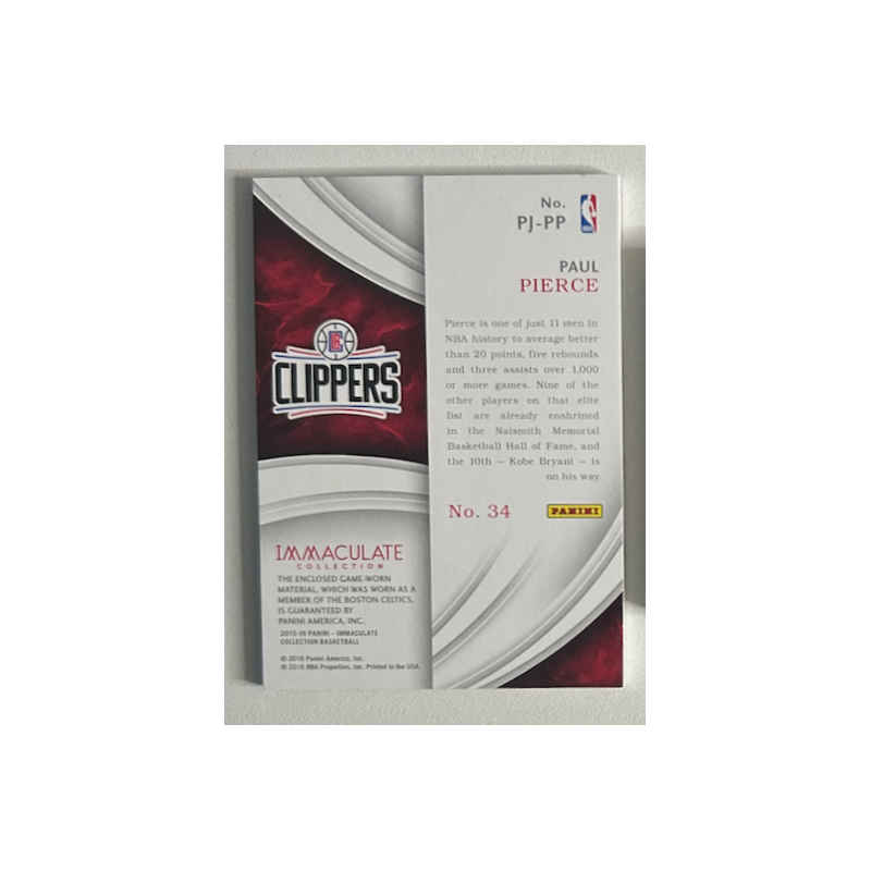 Paul Pierce 2015-16 Immaculate Collection Patches Jersey 24/34