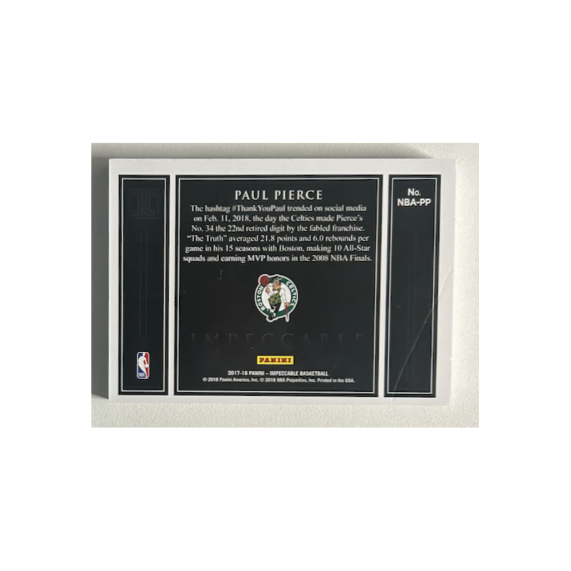 Paul Pierce 2017-18 Panini Impeccable NBA Logo Silver Bar 06/16