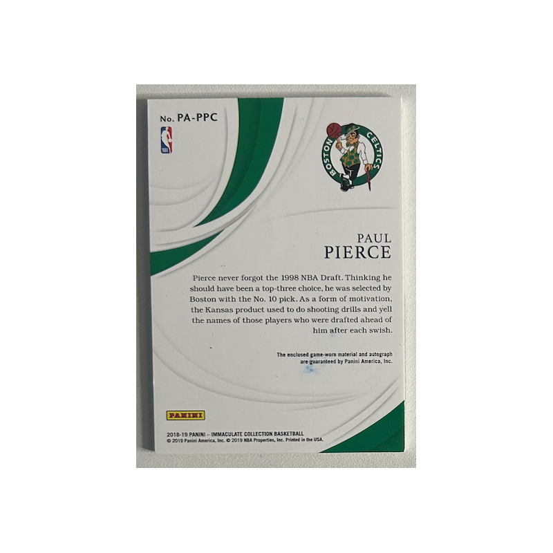 Paul Pierce 2018-19 Immaculate Collection Patch Autograph