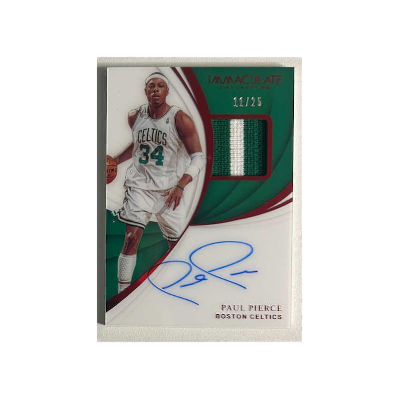 Paul Pierce 2018-19 Panini Immaculate Game Used Jersey Red auto 11/25