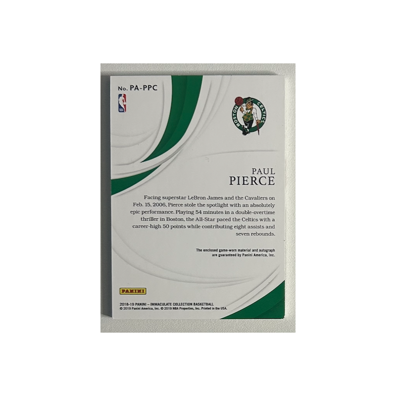 Paul Pierce 2018-19 Immaculate Collection Patch Autographs 07/34