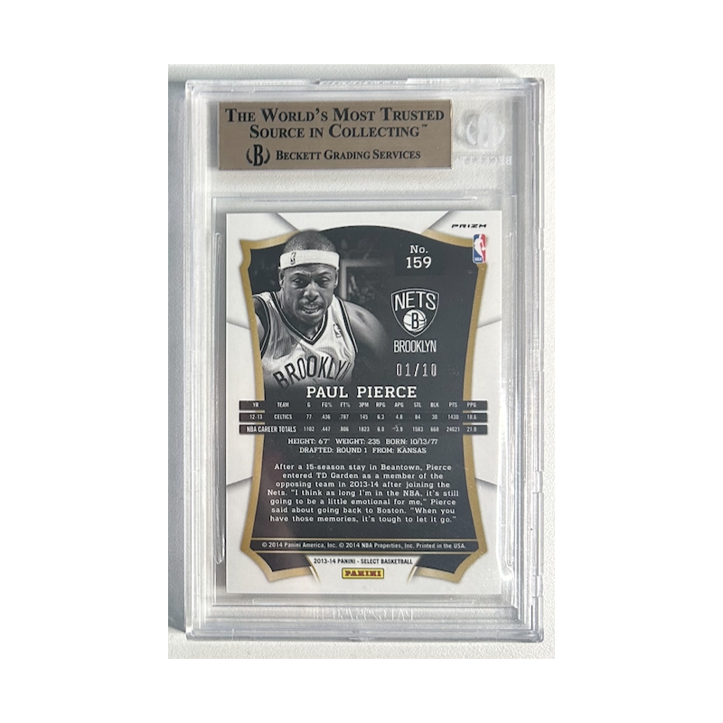 PAUL PIERCE 2013-14 SELECT PRIZMS GOLD 01/10 BGS 9.5