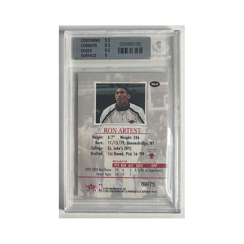 RON ARTEST 2000-01 FLEER AUTHORITY PROMIENCE 69/75 BGS 9