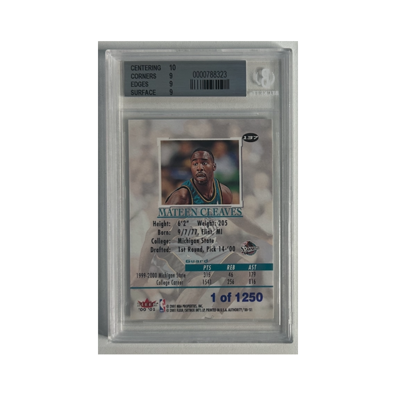 MATEEN CLEAVES 2000-01 FLEER AUTHORITY 1/1250 BGS 9