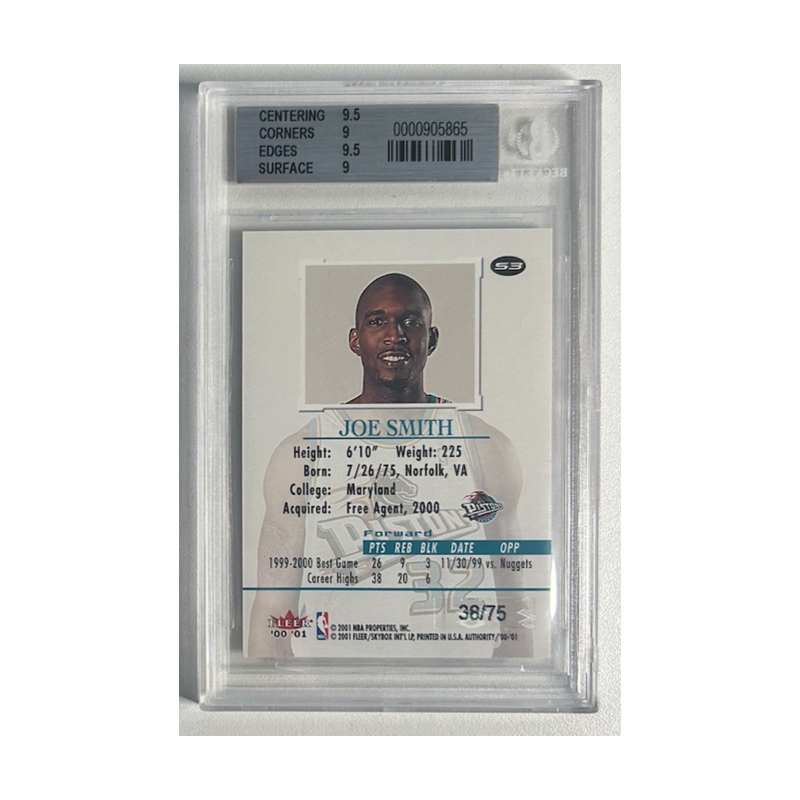 JOE SMITH 2000-01 FLEER AUTHORITY PROMINENCE 38/75 BGS 9
