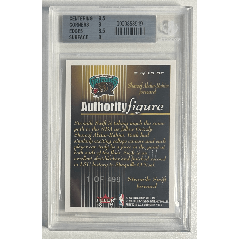 SWIFT / A -RAHIM 2000-01 FLEER AUTHORITY FIGURES 1/499 BGS 9