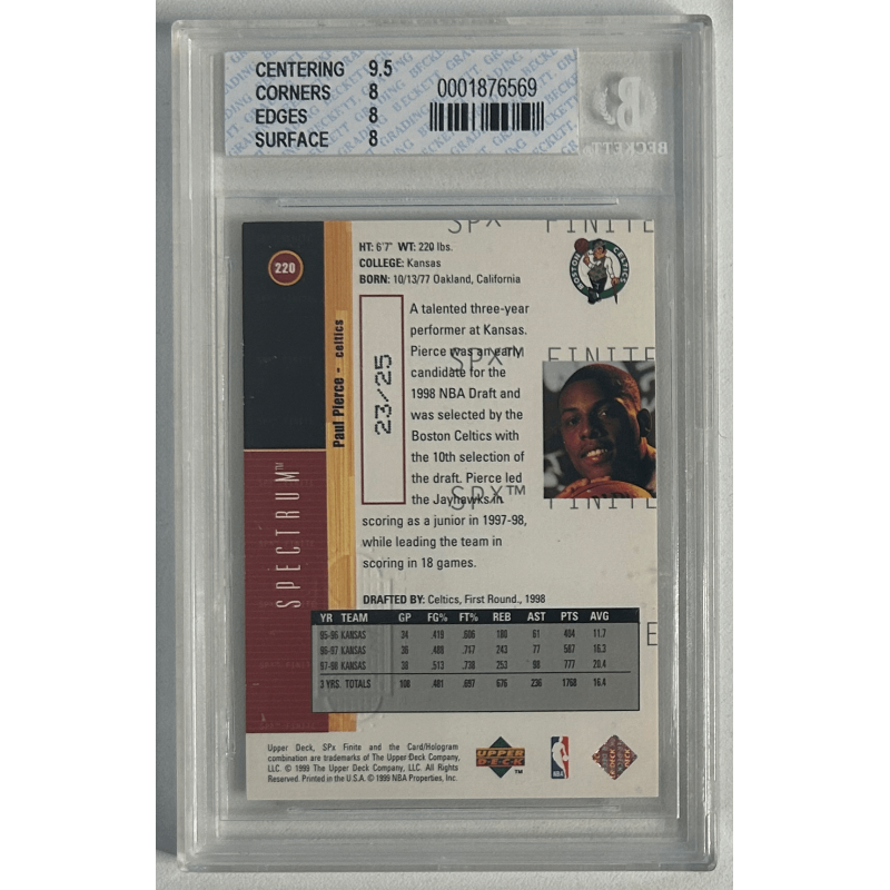 PAUL PIERCE 1998-99 SPECTRUM Rookie 23/25 BGS 8