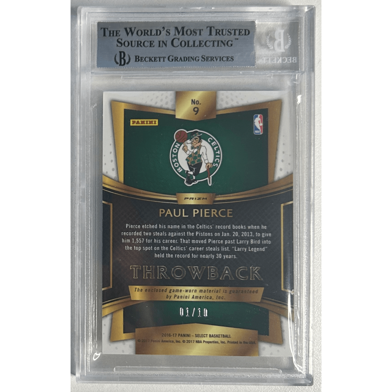 PAUL PIERCE 2016-17 SELECT PATCH PRIZMS GOLD 01/10 BGS 9
