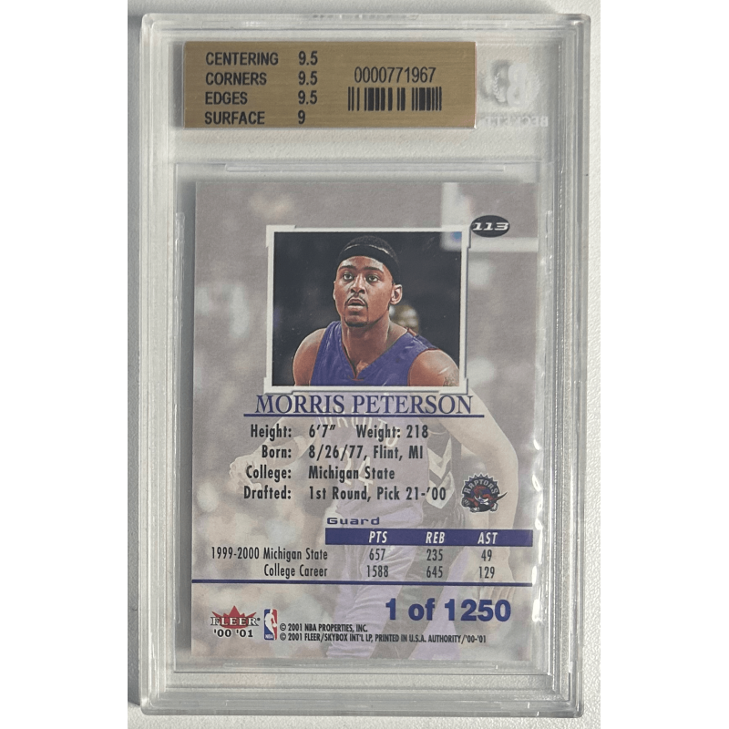 MORRIS PETERSON 2000-01 FLEER AUTHORITY rookie 1/1250 BGS 9.5