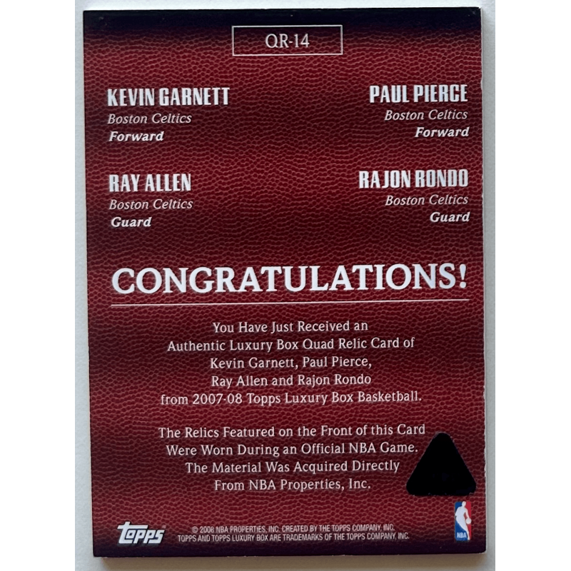 2007-08 Topps Luxury Box Quad Relics Platinum 1/1