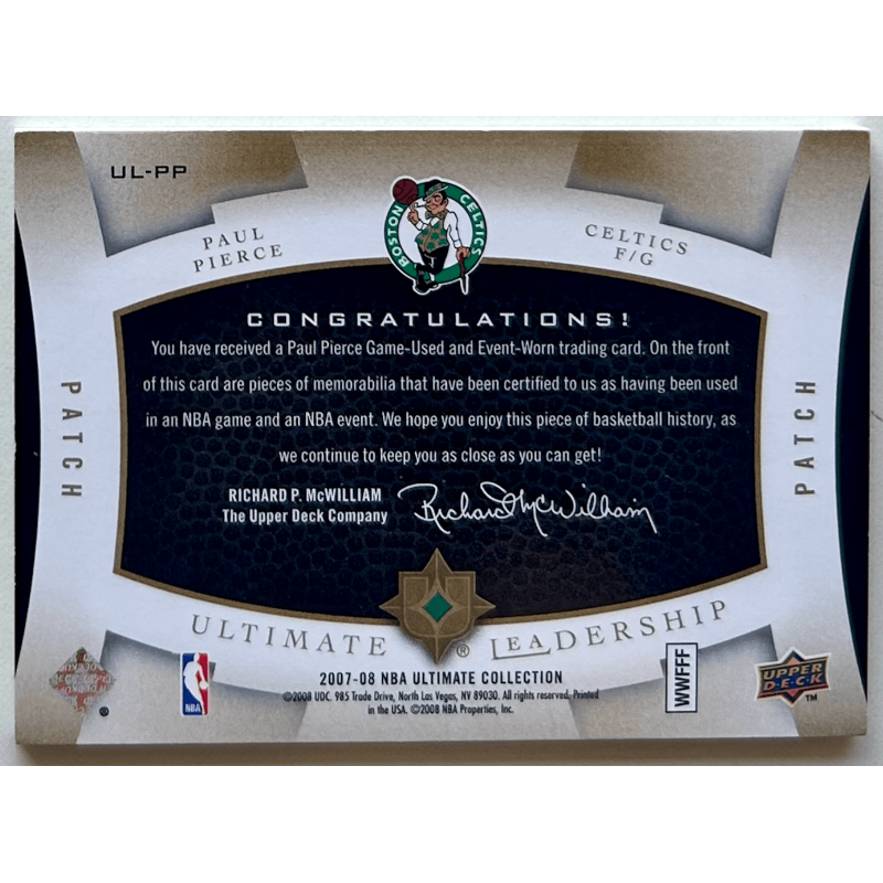 Paul Pierce 2007-08 Ultimate Collection Leadership Patches /25