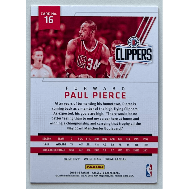 Paul Pierce 2015-16 Panini Absolute Spectrum Black 1/1