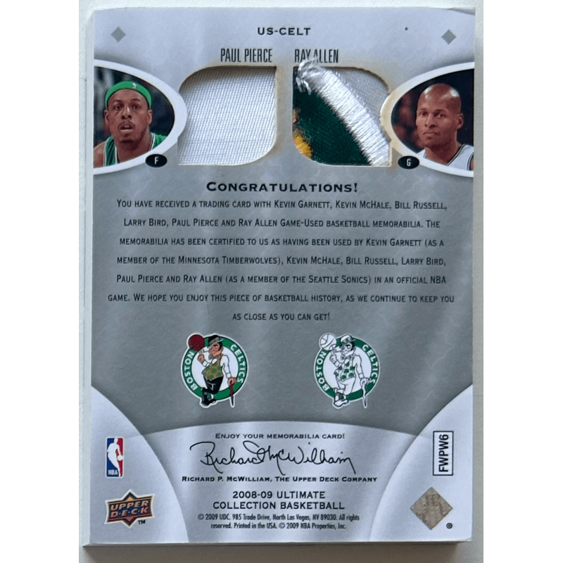 Paul Pierce / Larry Bird ... 2008-09 Ultimate Collection Patches Six 07/10