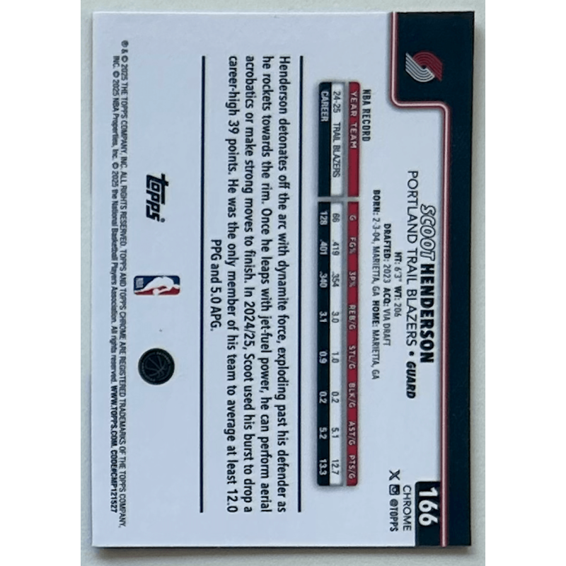 Scoot Henderson 2025 topps chrome red white blue