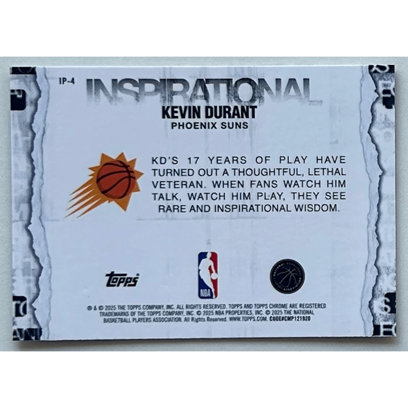 Kevin Durant 2025 topps chrome inspirational