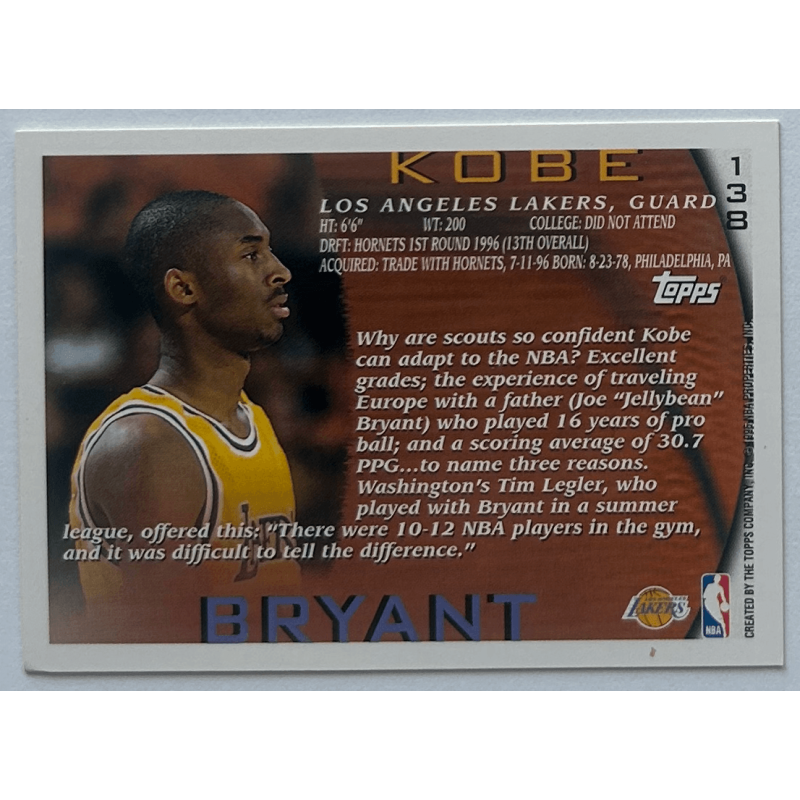 KOBE BRYANT 1996-97 Topps rookie - 138