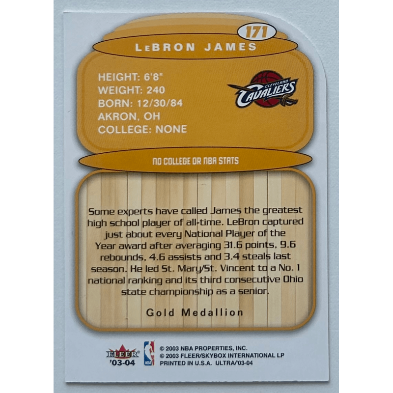 LEBRON JAMES 2003-04 Fleer Ultra Gold Medallion Lucky 13