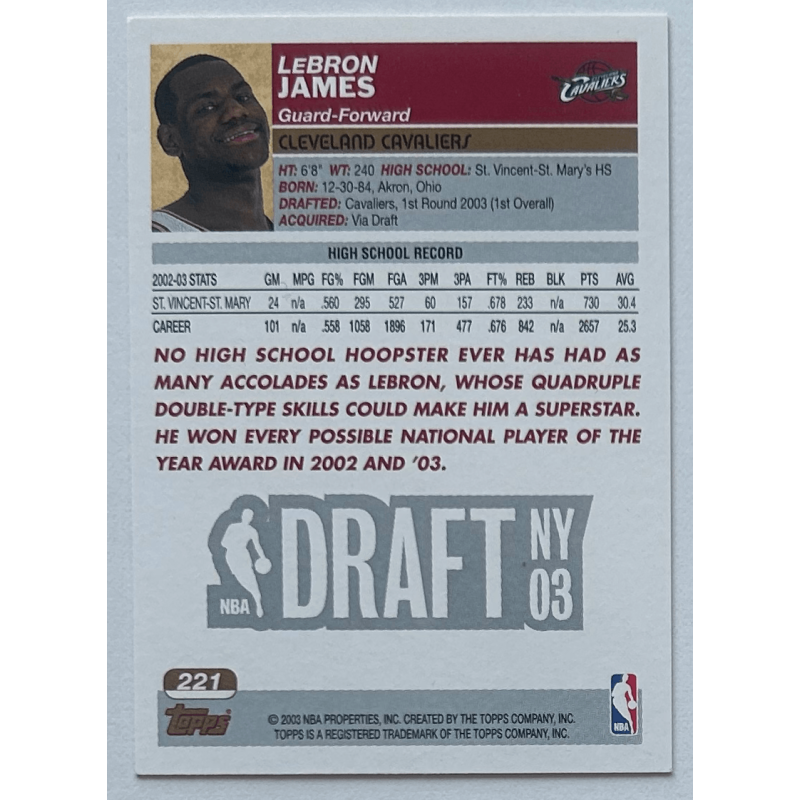 LEBRON JAMES 2003-04 Topps Rookie - 221