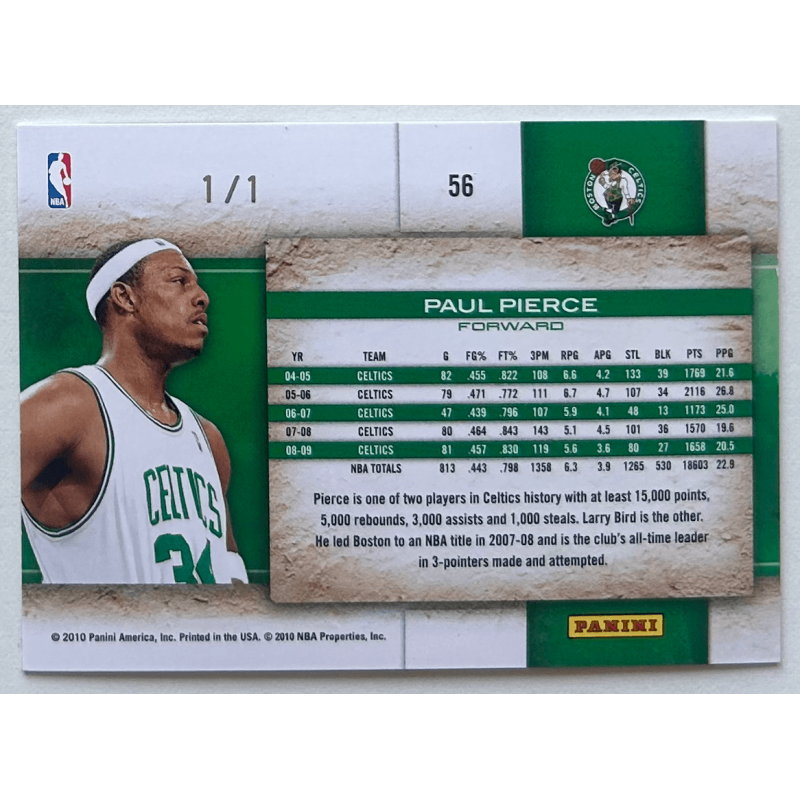 PAUL PIERCE 2009-10 Panini Studio Proofs Platinum 1/1