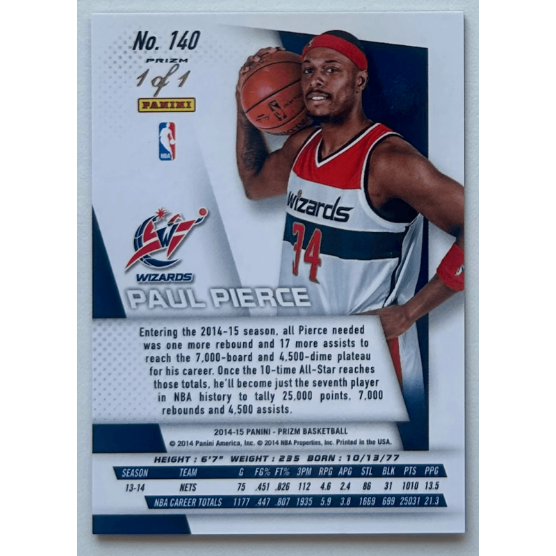 PAUL PIERCE 2014-15 Panini Prizm Prizm Black 1/1