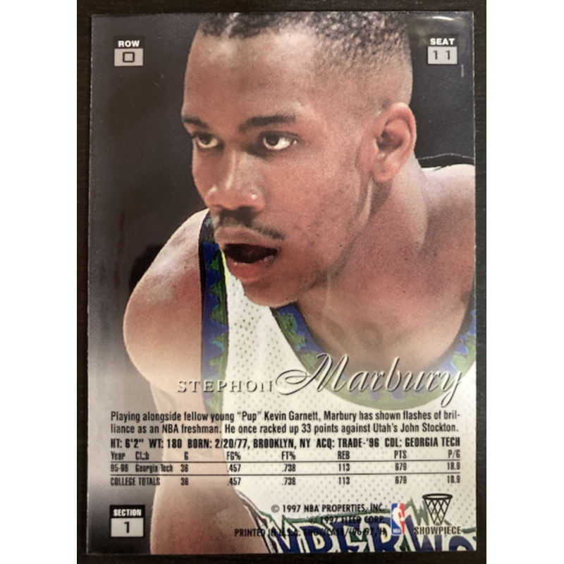 STEPHON MARBURY 1996 FLAIR SHOWCASE ROW 0 SEAT 11