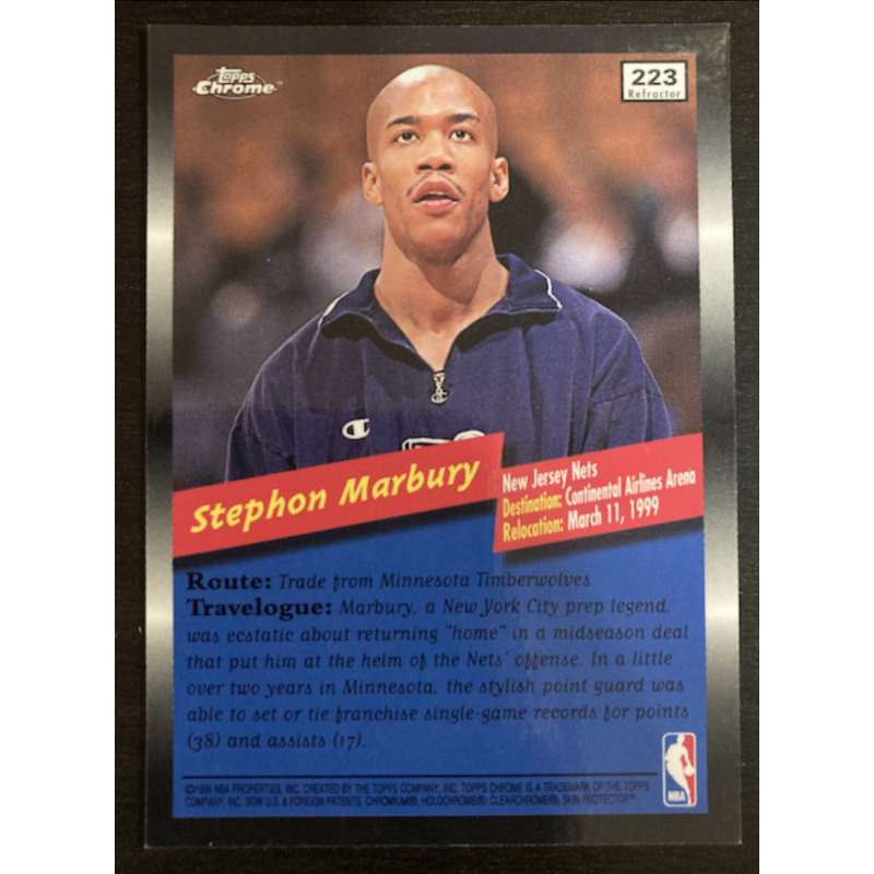 STEPHON MARBURY 1998 TOPPS CHROME REFRACTOR 223