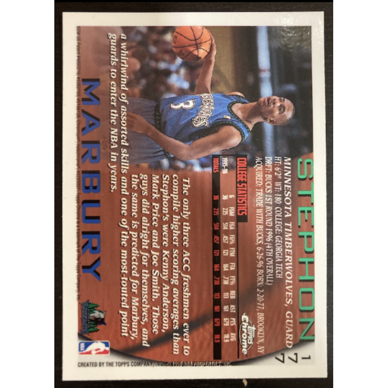 STEPHON MARBURY 1996 TOPPS CHROME 177