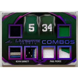 Kevin Garnett / Paul Pierce 2019 Leaf Ultimate Sports Ultimate Combos Relics Foil Purple 11/12