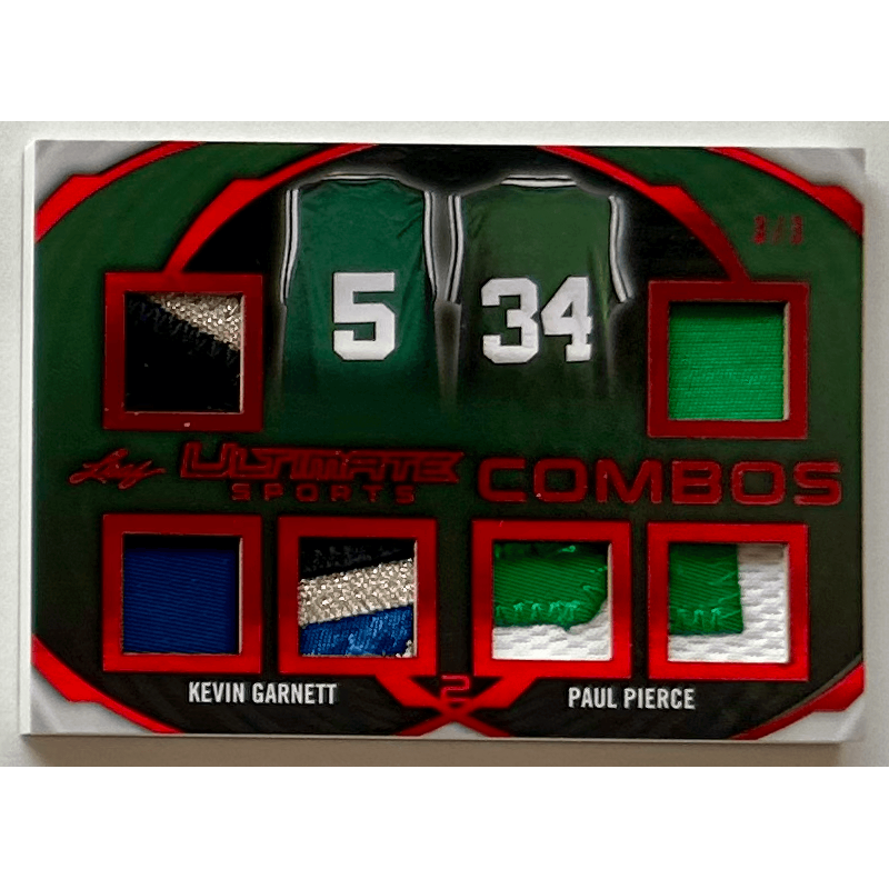 Kevin Garnett / Paul Pierce 2019 Leaf Ultimate Sports Ultimate Combos Relics Foil Red 3 /3