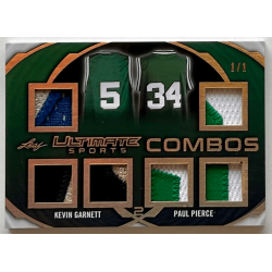 Kevin Garnett / Paul Pierce 2019 Leaf Ultimate Sports Ultimate Combos Relics Foil Gold 1/1