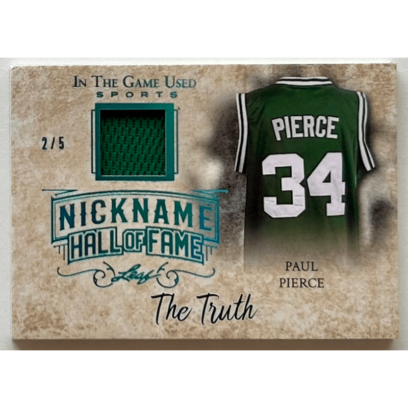 Paul Pierce 2018 Leaf In The Game Used Sports The Nickname Hof Relic Prismatic Blue 2/5