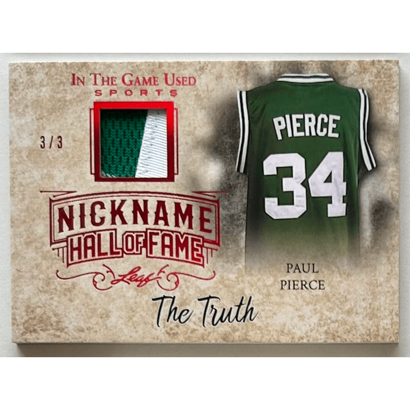 Paul Pierce 2018 Leaf In The Game Used Sports The Nickname Hof Relic Prismatic Red 3/3
