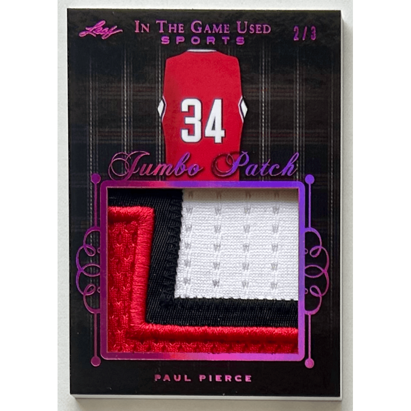 Paul Pierce 2019 Leaf In The Game Used Sports Jumbo Patch Relics Magenta JP-PP 2/3