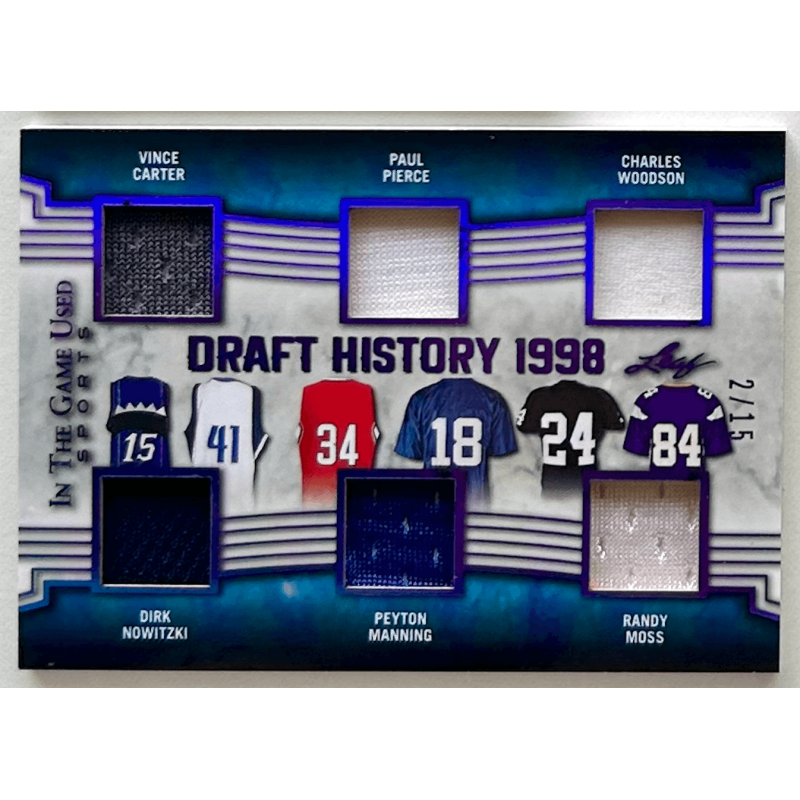 Carter / Nowitzki / Pierce 2019 Leaf ITG Used Sports Draft History 6 Relics Purple 2/15