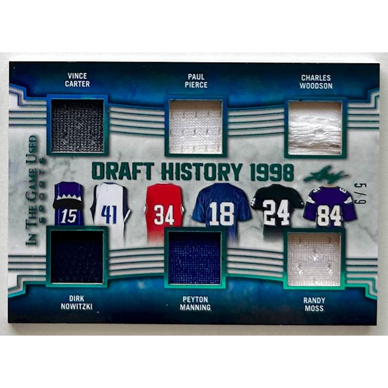 Carter / Nowitzki / Pierce 2019 Leaf ITG Used Sports Draft History 6 Relics Platinum Blue 5/9