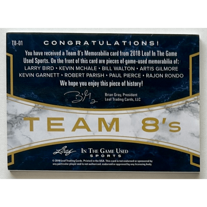 Bird / Garnett / Pierce 2018 Leaf ITG GU Team 8’s Relic Prismatic Gold 1/1