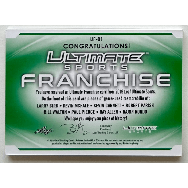 Bird / Garnett / Pierce 2019 Leaf Ultimate Sports The Ultimate Franchise Relics 5/7