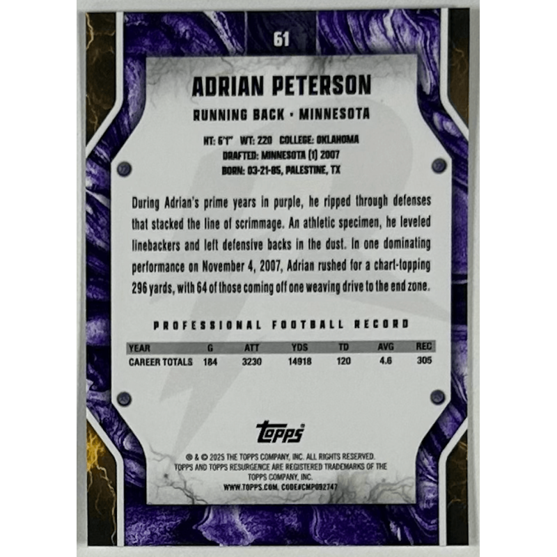 Adrian Peterson 2025 topps resurgence - 61