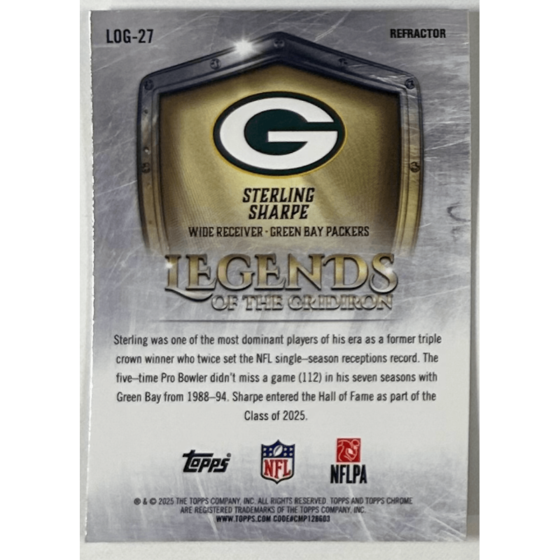 Sterling Sharpe 2025 topps chrome legends refractor