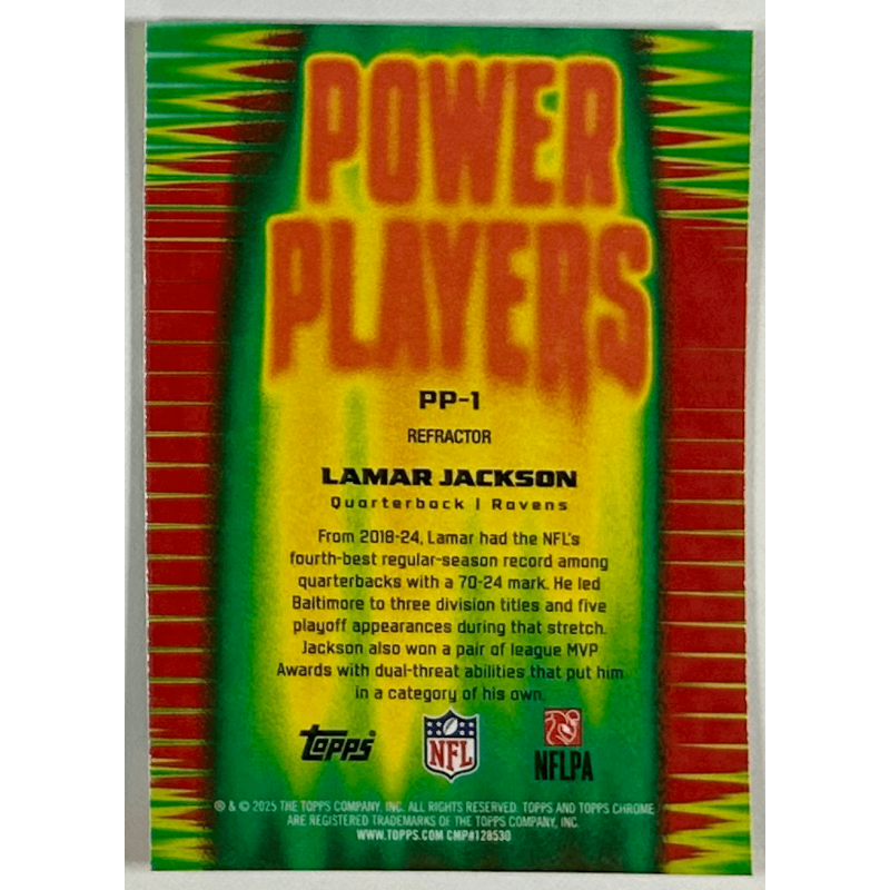 Lamar Jackson 2025 topps chrome power player refractor